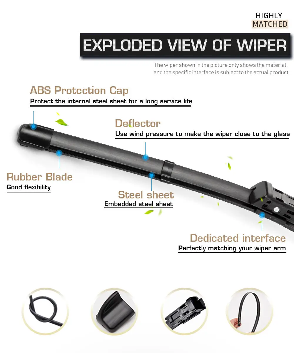 For KIA Cee'd Ceed 2012-2017 2013 2014 2015 2016 Wiper Front&Rear Wiper Blades Windshield Windscreen Window Brushes 26"+14"+12"