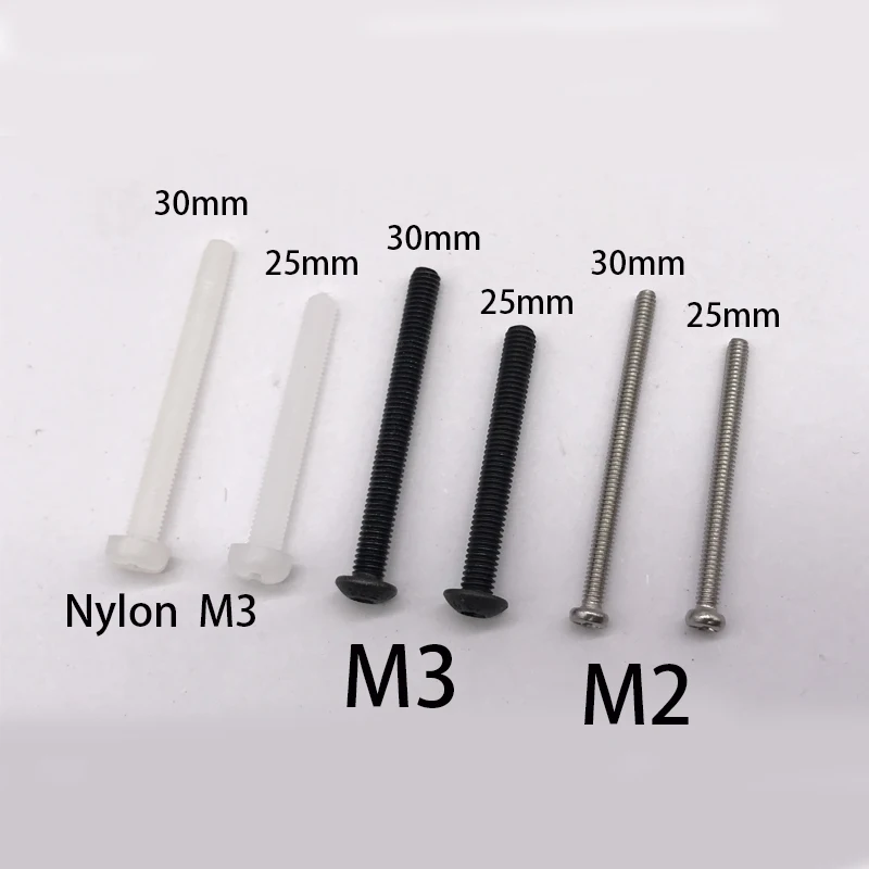 20pcs M2/M3 25mm/30mm Long Screws10.9 Round Head Hex Screw for RC FPV Drone F3 F4 F7 Flight Control ESC Fly Tower Parts