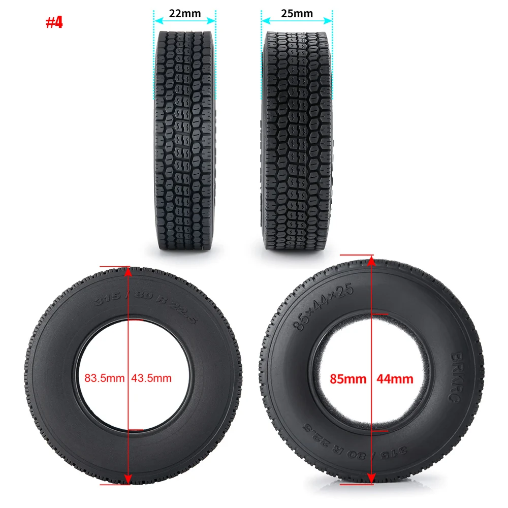 YEAHRUN 22/25/28/30mm Rubber Tyres Wheel Tires for Tamiya 1/14 RC Trailer Tractor Truck Front & Rear Wheel Rims Accessories Part