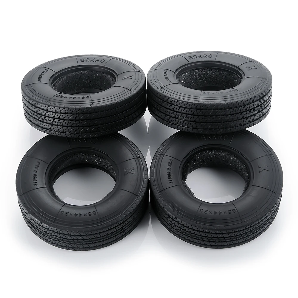 YEAHRUN 22/25/28/30mm Rubber Tyres Wheel Tires for Tamiya 1/14 RC Trailer Tractor Truck Front & Rear Wheel Rims Accessories Part
