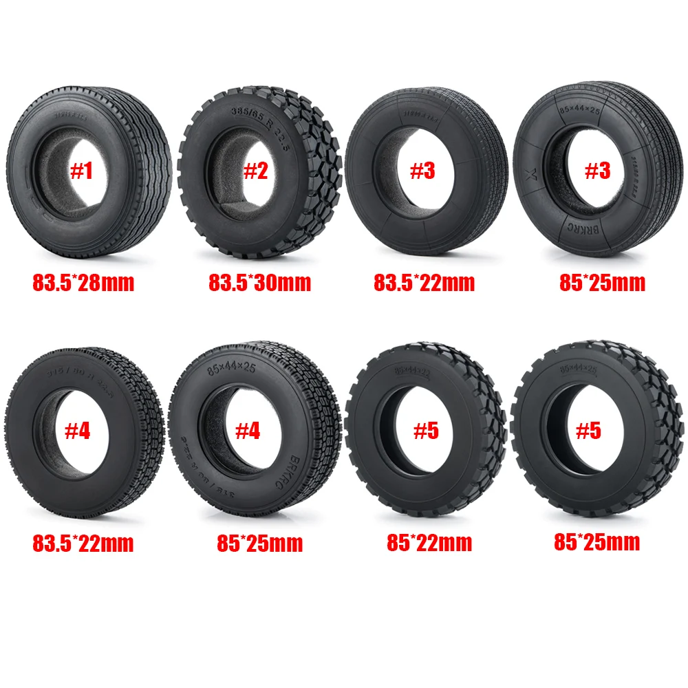 YEAHRUN 22/25/28/30mm Rubber Tyres Wheel Tires for Tamiya 1/14 RC Trailer Tractor Truck Front & Rear Wheel Rims Accessories Part