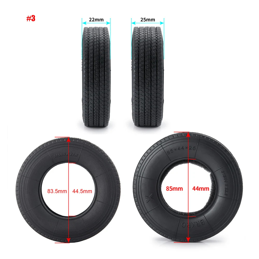 YEAHRUN 22/25/28/30mm Rubber Tyres Wheel Tires for Tamiya 1/14 RC Trailer Tractor Truck Front & Rear Wheel Rims Accessories Part