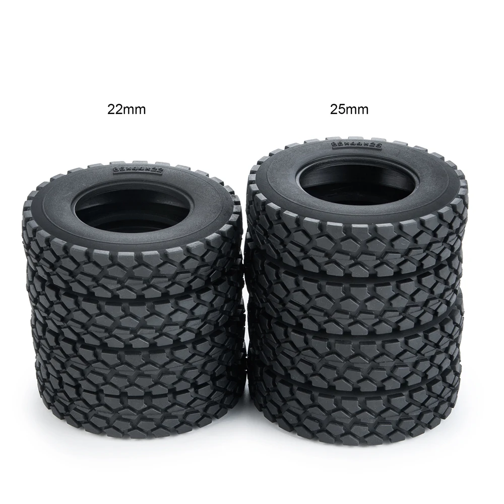 YEAHRUN 22/25/28/30mm Rubber Tyres Wheel Tires for Tamiya 1/14 RC Trailer Tractor Truck Front & Rear Wheel Rims Accessories Part