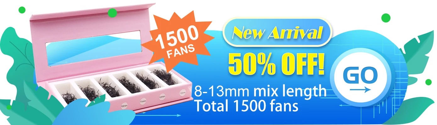 MICC 3D 14D 7mm 20mm Pointy Base Medium Stem Slim Thin Premade Volume Loose Fans Lashes Russian Fan Eyelash Extensions Faux Mink