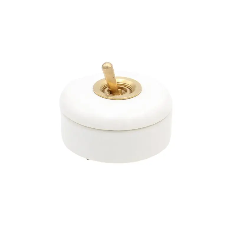 AC 250V Vintage Ceramic Toggle Switch Brass Lever Rocker Retro ON OFF Wall Switch Classical Lamp Switch