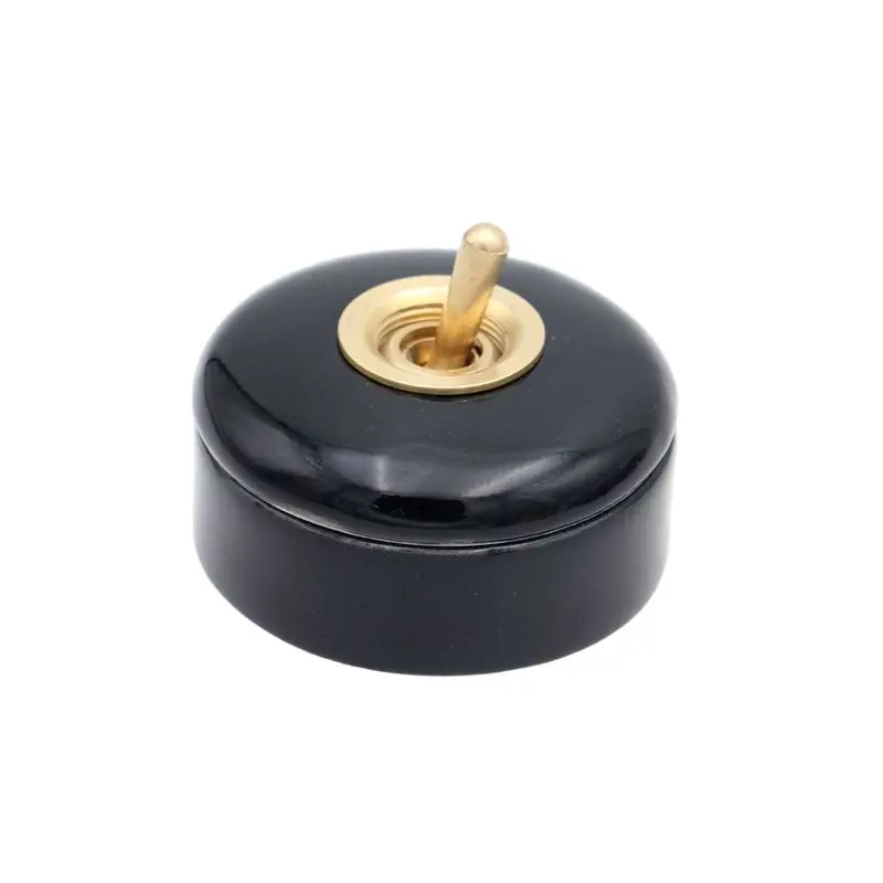 AC 250V Vintage Ceramic Toggle Switch Brass Lever Rocker Retro ON OFF Wall Switch Classical Lamp Switch