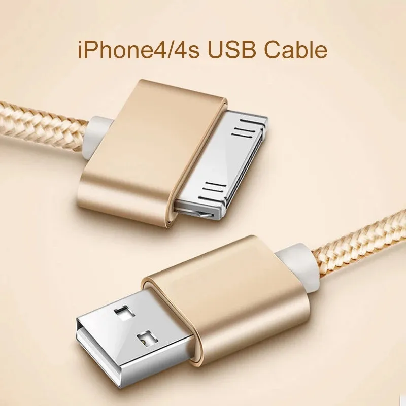 1m 2m 3m Braided USB Data Charger Cable for iPhone 4S 4 S 3GS iPad 1 2 3 iPod Nano iTouch Fast Charging Data Sync Cable Cord