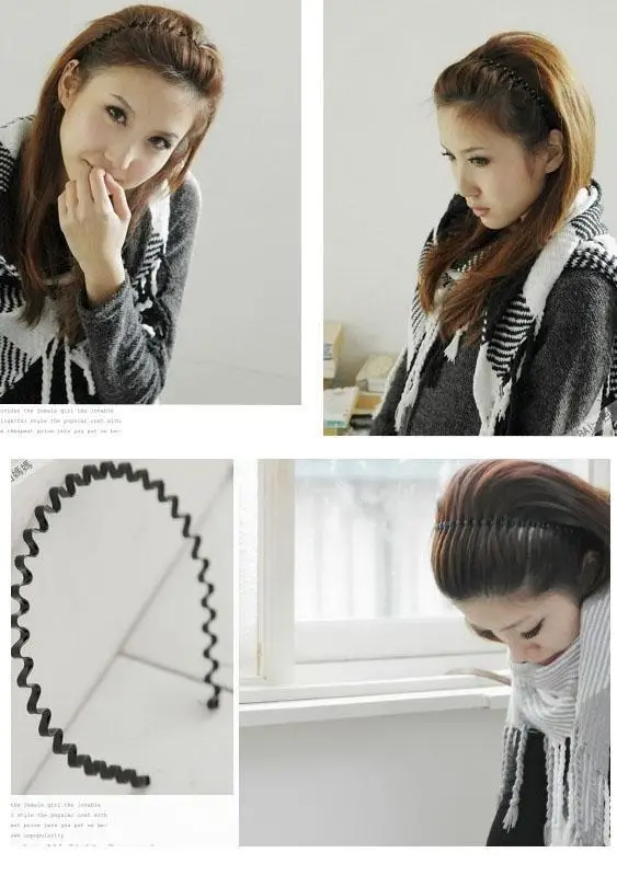 New fashion net red widened and thickened men and women metal wavy long hair wash headband