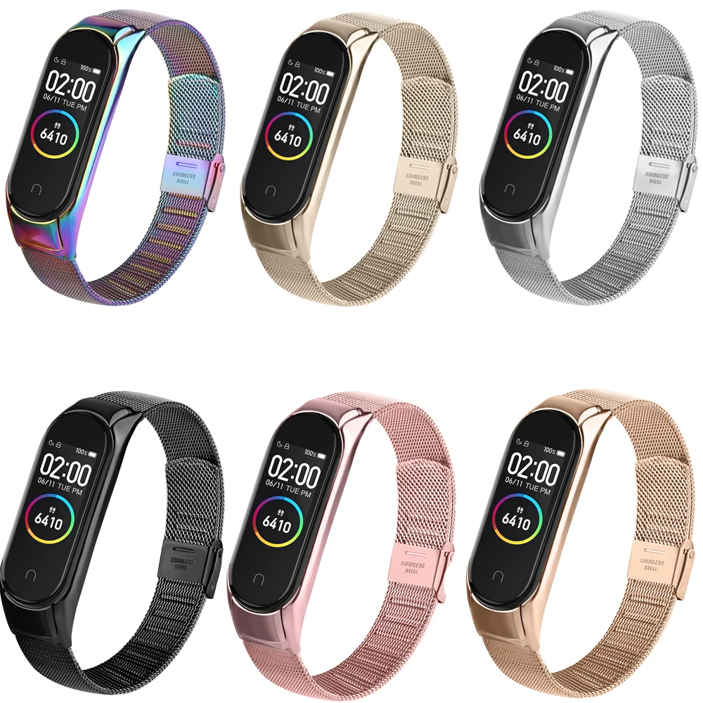 Bracelet Strap for Xiaomi Mi Band 6 5 4 3 Metal Watch Band Milanese for Mi Band 4 3 Wristband Wrist Belt Smartwatch Accessories