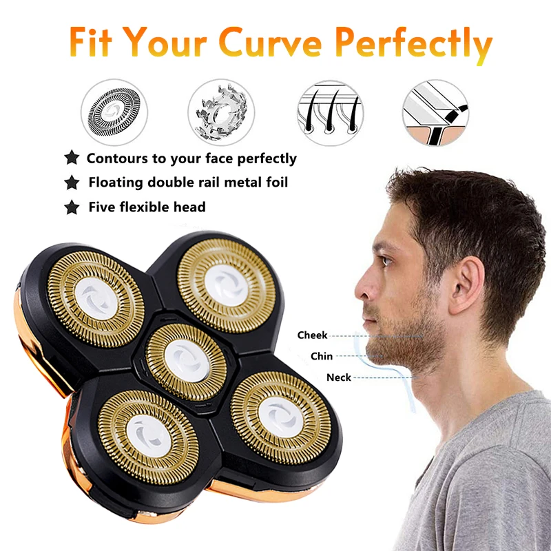 Replacement Electric Shaver Head Nose Trimmer Hair Clipper Facial Cleaning Brush Massage Head Spare 3/4/5 Cutter Floating Head
