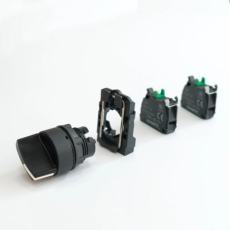 1Pcs XB5 2 Gear 3 Position Plastic Knob Self Locking Reset Selector NC NO Standard Handle Push Button Switch 22mm AD33 AD21 ZB5