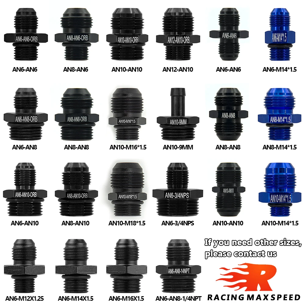1Pcs Aluminum Alloy AN6/AN8/AN10/AN12 to AN/M14/M16/M18x1.5 Metric Fuel Hose Adapter Pipe Thread Fitting for Oil Cooler System