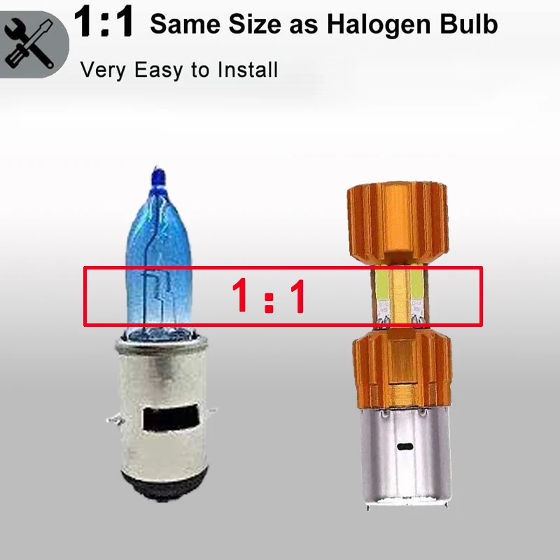 H4/P15D/BA20D 18W LED 3 COB Motorcycle Headlight Bulb 66000LM 6000K Hi/Lo Beam Light