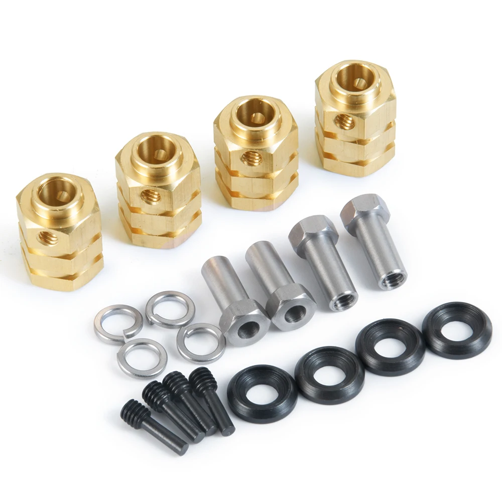 YEAHRUN 4pcs 15/20mm Heavy Duty Brass 12mm Wheel Hex Hubs Extended Adapter for TRX-4 TRX4 1/10 RC Crawler Car Model Parts