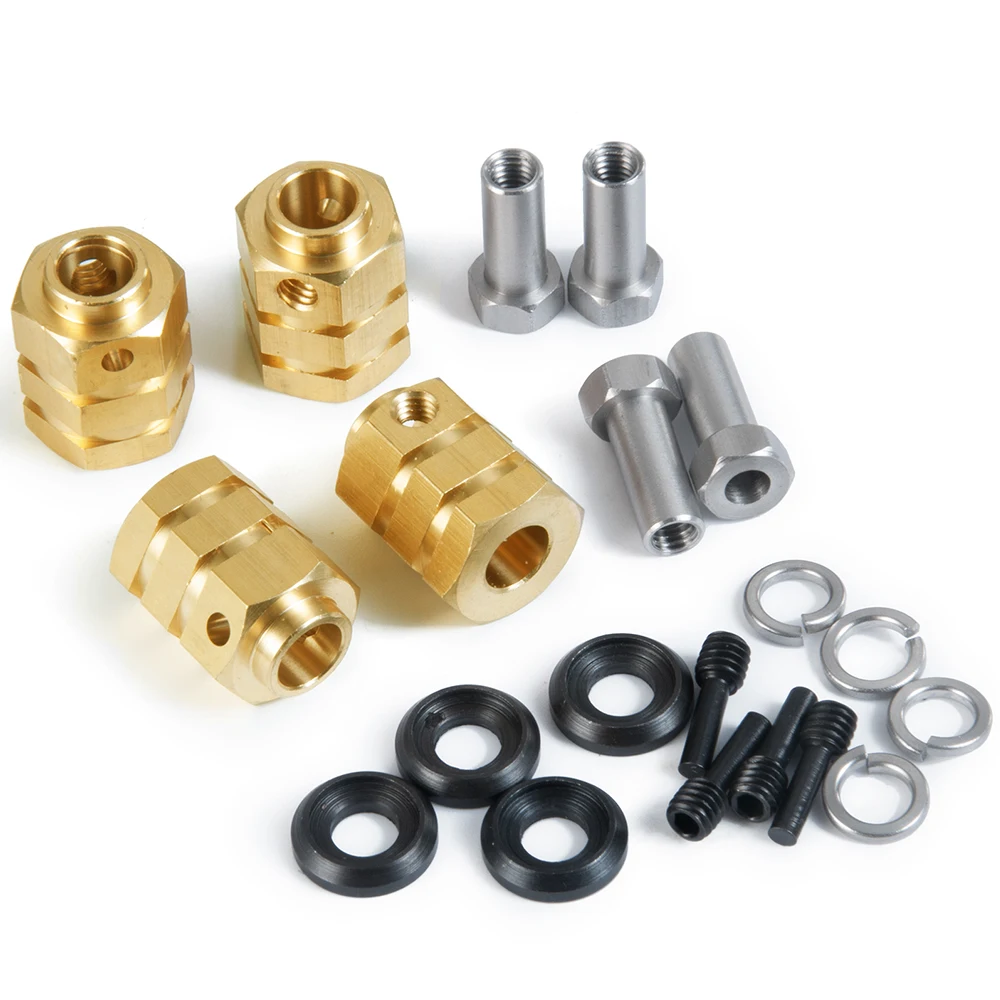 YEAHRUN 4pcs 15/20mm Heavy Duty Brass 12mm Wheel Hex Hubs Extended Adapter for TRX-4 TRX4 1/10 RC Crawler Car Model Parts
