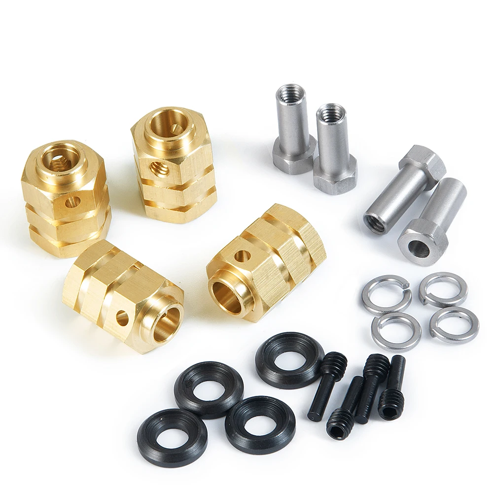 YEAHRUN 4pcs 15/20mm Heavy Duty Brass 12mm Wheel Hex Hubs Extended Adapter for TRX-4 TRX4 1/10 RC Crawler Car Model Parts