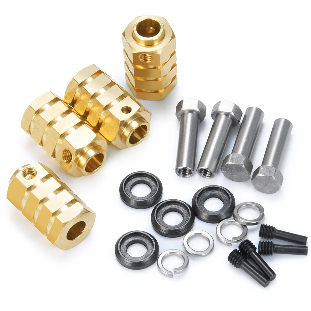 YEAHRUN 4pcs 15/20mm Heavy Duty Brass 12mm Wheel Hex Hubs Extended Adapter for TRX-4 TRX4 1/10 RC Crawler Car Model Parts