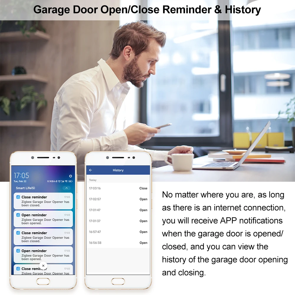 Tuya ZigBee 3.0 Garage Door Wireless Sensor Opener Controller Switch Control by Smart Life Works with Google Home Echo Alexa
