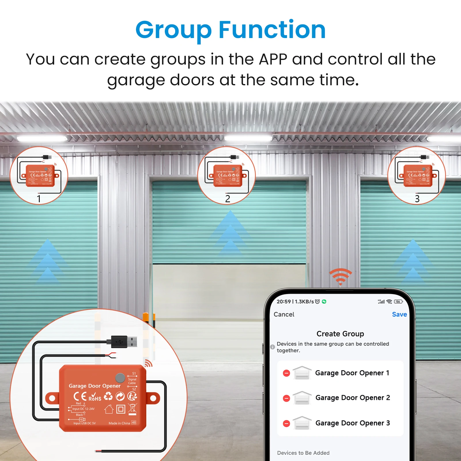 Tuya ZigBee 3.0 Garage Door Wireless Sensor Opener Controller Switch Control by Smart Life Works with Google Home Echo Alexa