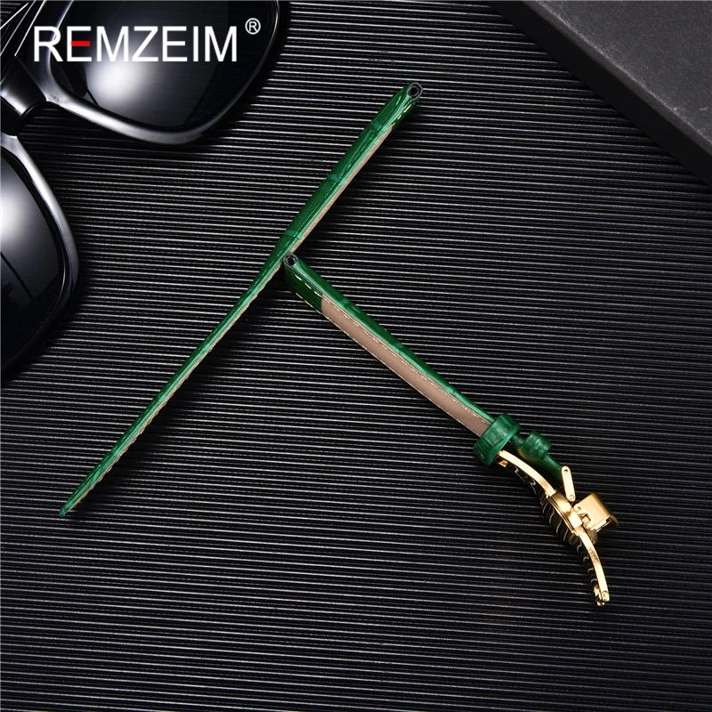 REMZEIM Watch Accessories Watch Strap 18mm 20mm 22mm 24mm Cow Leather Watch Band Blue Green Red Brown Black Watchband