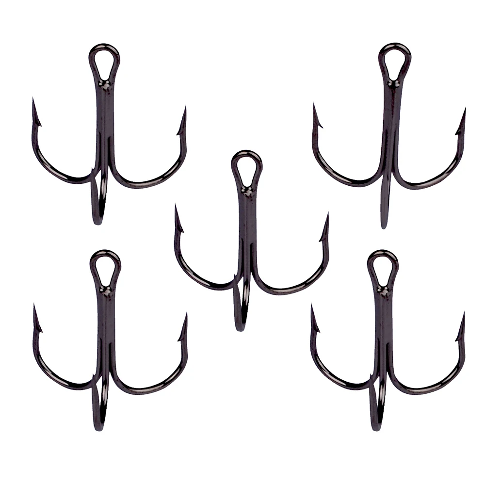 High Carbon Steel Treble Hooks 1000Pcs Saltwater Sharp Fishhook Barbed Bright Tin Sea Fishing Hook Double Strengthened Wholesale