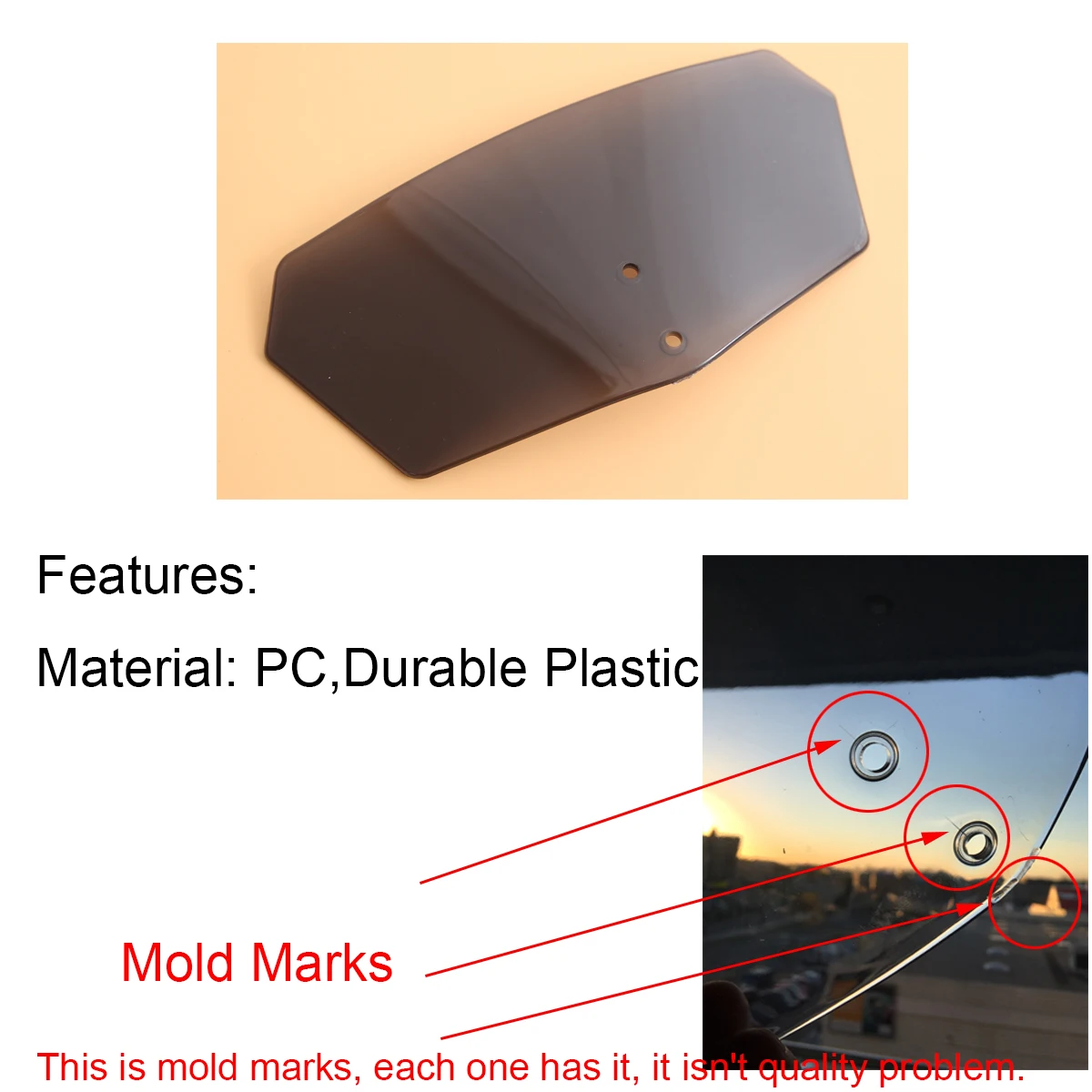1X Universal Motorcycle Smoke Windscreen Wind Deflector Windshield For Triumph Yamaha Suzuki Honda Harley Touring BMW