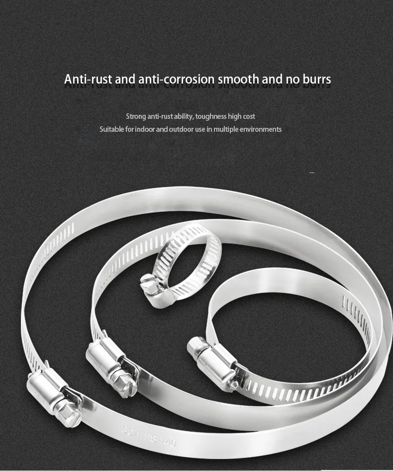 1pcs 8mm-700mm Pipe Hose Clamps Stainless Steel Hoop Clamp Automotive Car Fuel Pipe Tube Clip Hardware Spring Water Plumbing