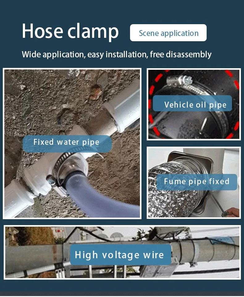 1pcs 8mm-700mm Pipe Hose Clamps Stainless Steel Hoop Clamp Automotive Car Fuel Pipe Tube Clip Hardware Spring Water Plumbing