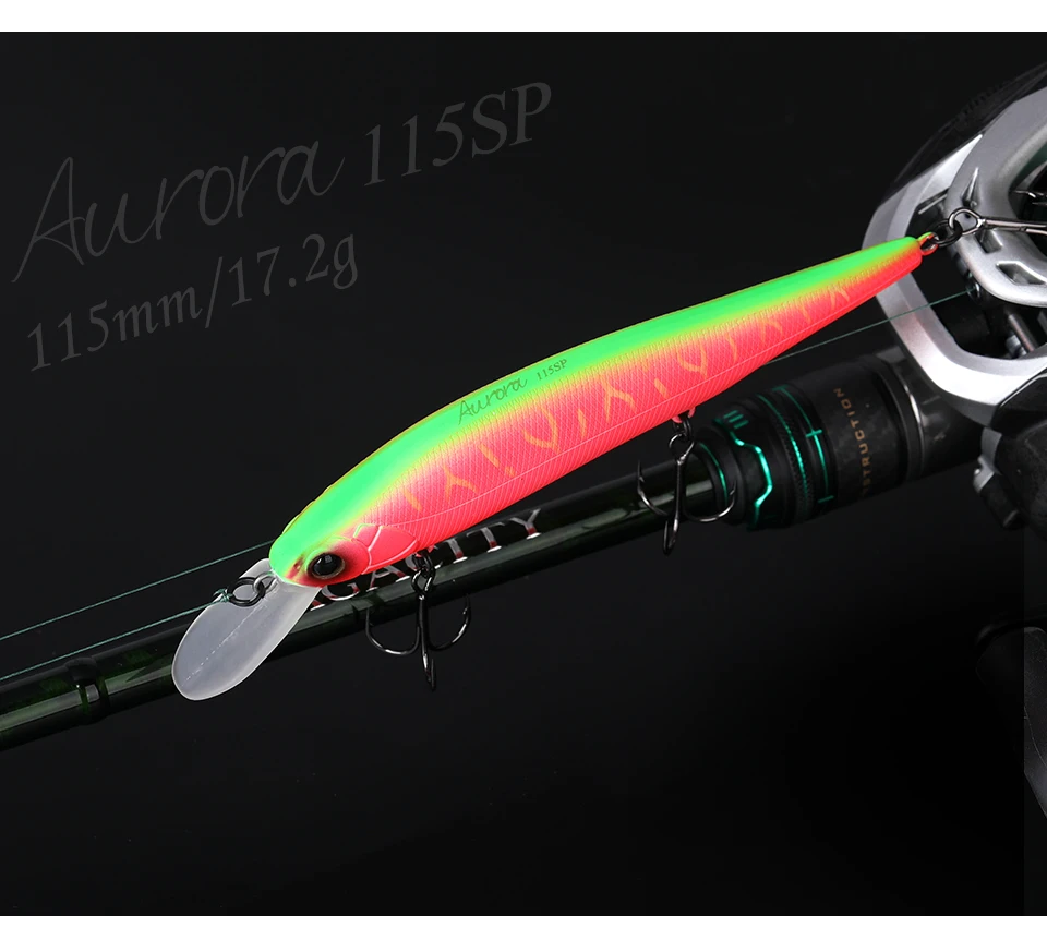TSURINOYA Suspending Minnow 115SP 115mm 17.2g Weight System Fishing Lure AURORA Pike Bass Jerkbait Hard Bait