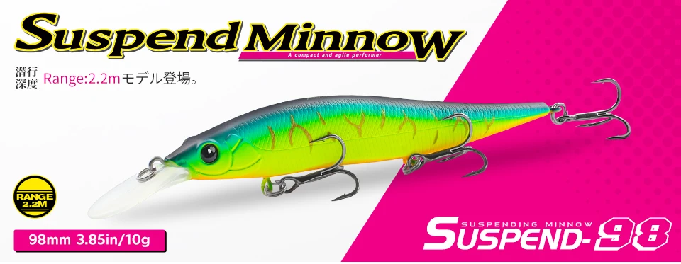 TSURINOYA Suspending Minnow 115SP 115mm 17.2g Weight System Fishing Lure AURORA Pike Bass Jerkbait Hard Bait
