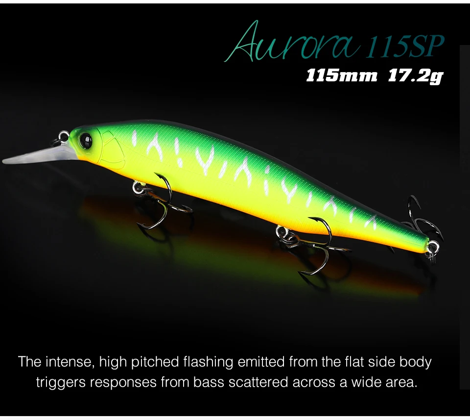 TSURINOYA Suspending Minnow 115SP 115mm 17.2g Weight System Fishing Lure AURORA Pike Bass Jerkbait Hard Bait