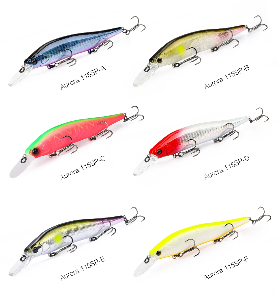 TSURINOYA Suspending Minnow 115SP 115mm 17.2g Weight System Fishing Lure AURORA Pike Bass Jerkbait Hard Bait