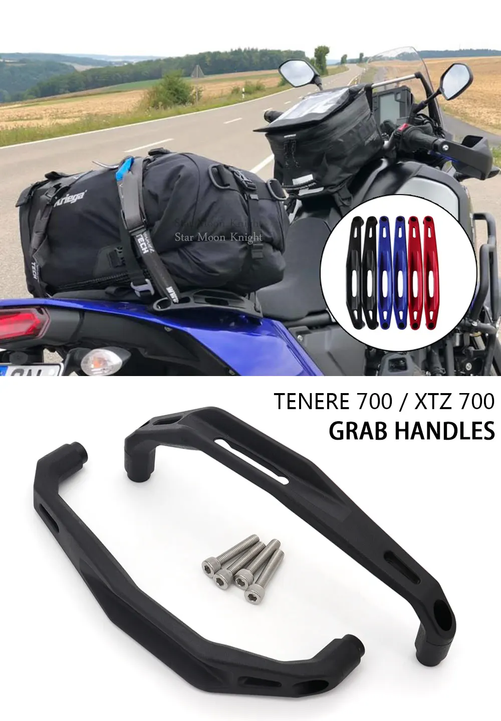tenere 700 Motorcycle Passenger Rear Grab Handles Seat Hand Grab Bar Rail For YAMAHA TENERE700 T7 T700 XT700Z XT 700 Z 2020 2021