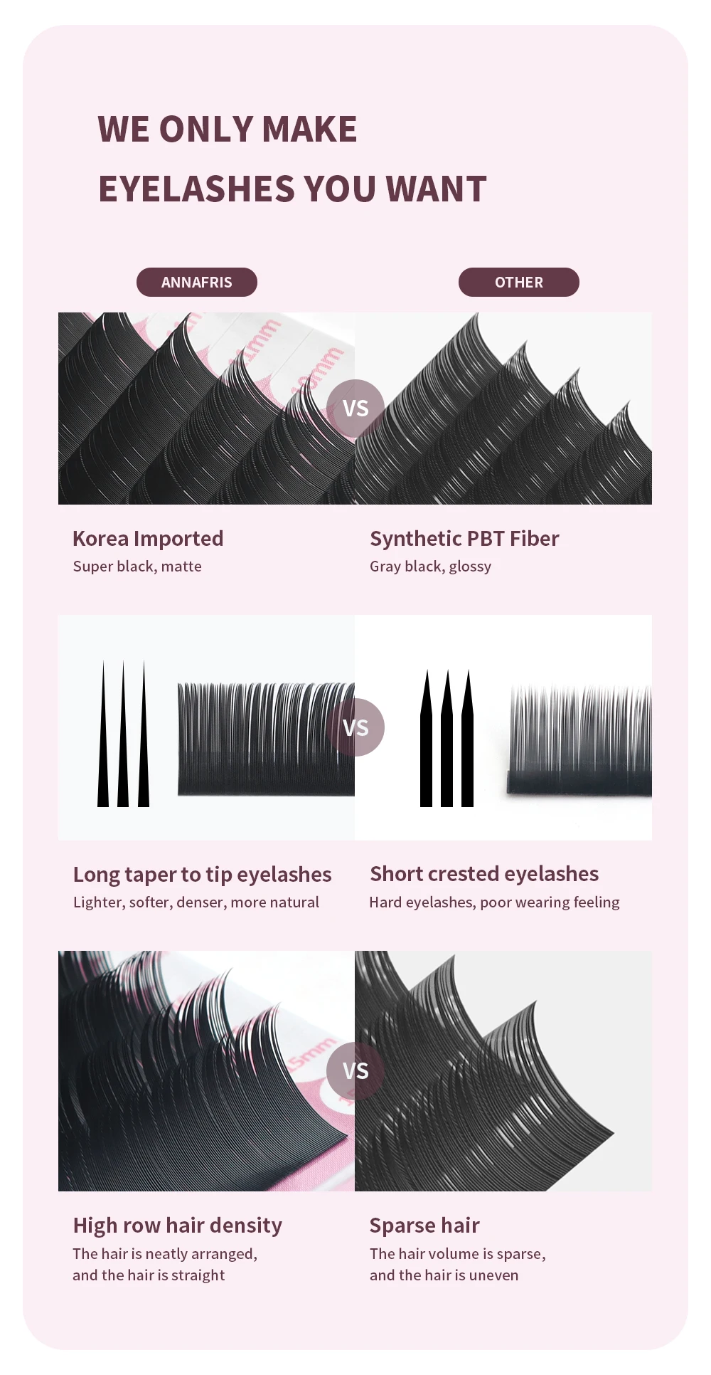 ANNAFRIS Individual Premium Eyelashes Super Soft Silk Mink 15-20mm Mixed Length Extension Volume False Lashes Supplie Cilios