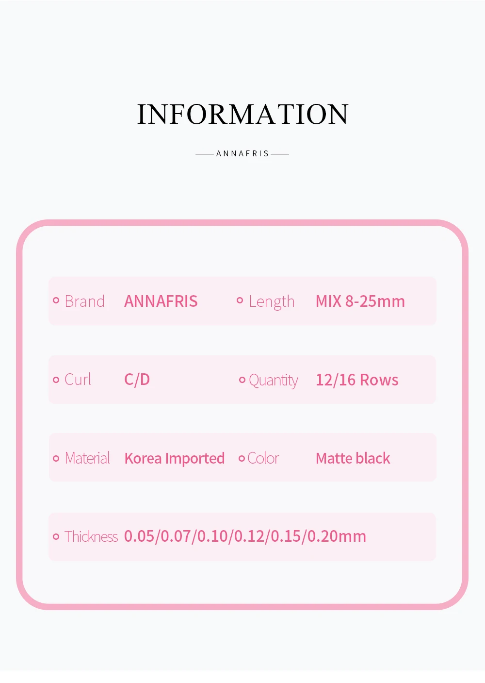 ANNAFRIS Individual Premium Eyelashes Super Soft Silk Mink 15-20mm Mixed Length Extension Volume False Lashes Supplie Cilios