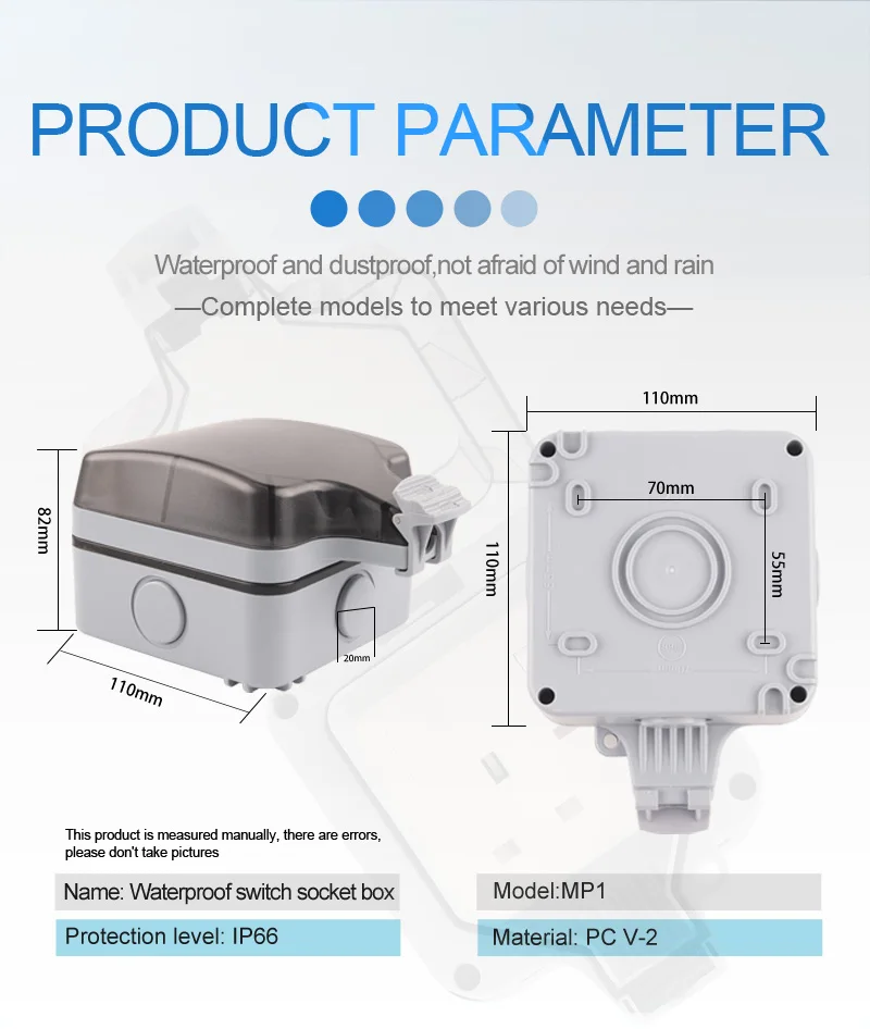 IP66 EU Standard German Style Outdoor Waterproof with USB Socket Wall Power Switch Socket Plug Outlet AC 250V 16A Home