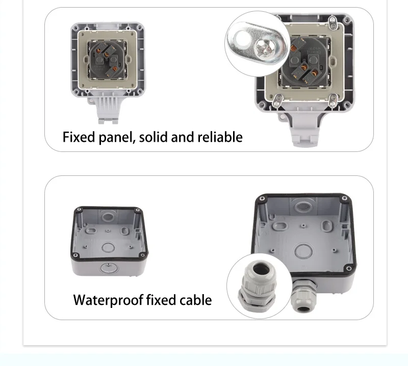 IP66 EU Standard German Style Outdoor Waterproof with USB Socket Wall Power Switch Socket Plug Outlet AC 250V 16A Home