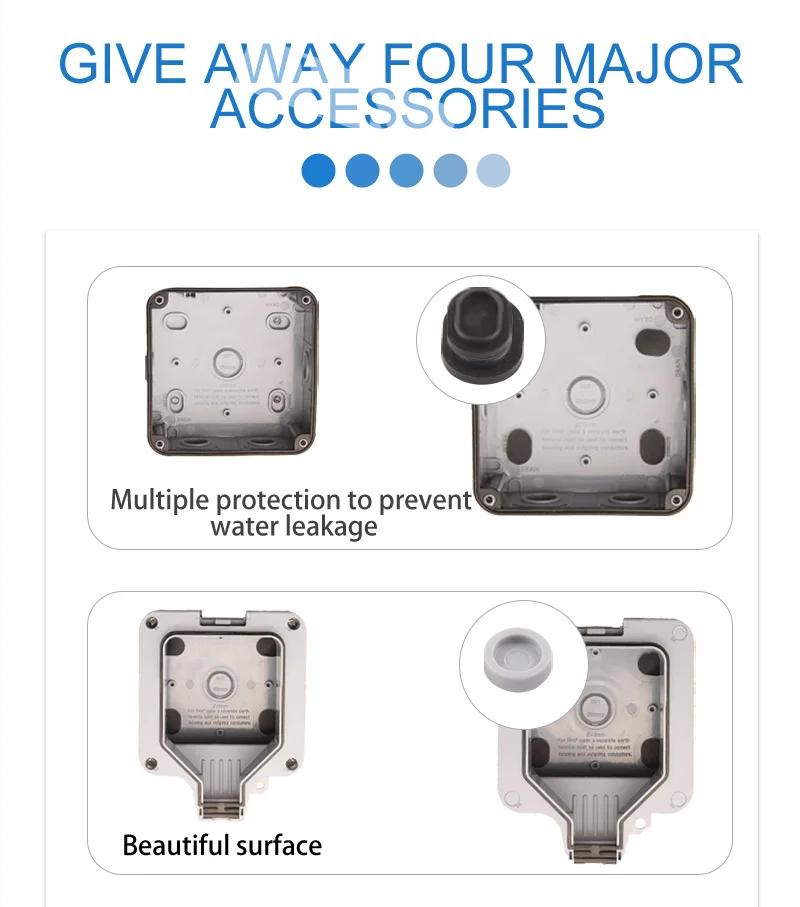 IP66 EU Standard German Style Outdoor Waterproof with USB Socket Wall Power Switch Socket Plug Outlet AC 250V 16A Home