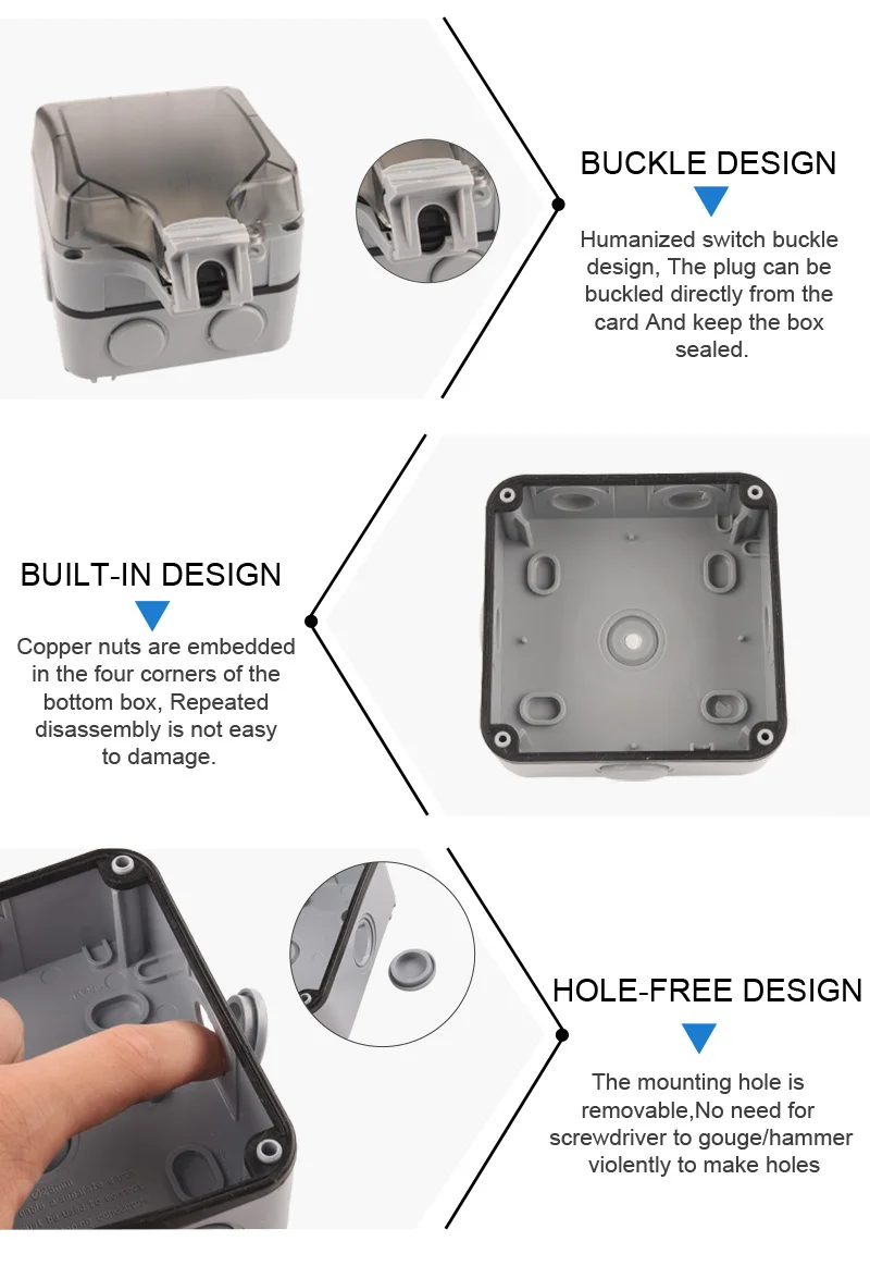 IP66 EU Standard German Style Outdoor Waterproof with USB Socket Wall Power Switch Socket Plug Outlet AC 250V 16A Home