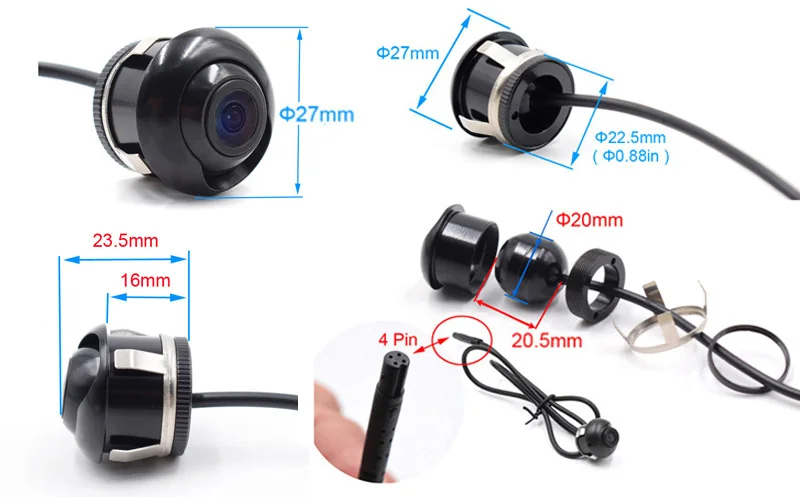 XCGaoon Fisheye 170 Degree AHD / CVBS 720P 1080P Car Front Side Rear View Camera Night Vision Waterproof Vehicle Parking Camera