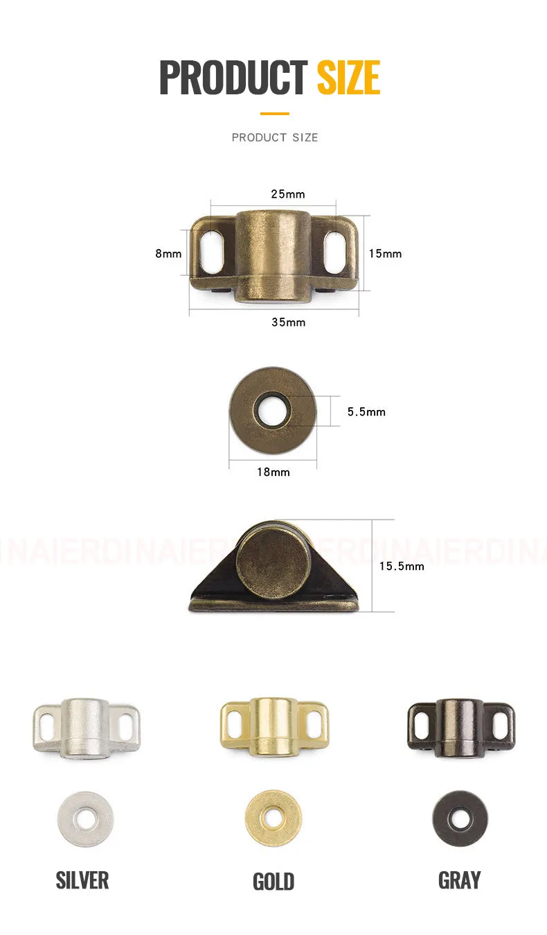 NAIERDI Strong Magnetic Cabinet Door Catches Silver Magnetic Cabinet Catches Powerful Magnet Door Closer Door Hardware