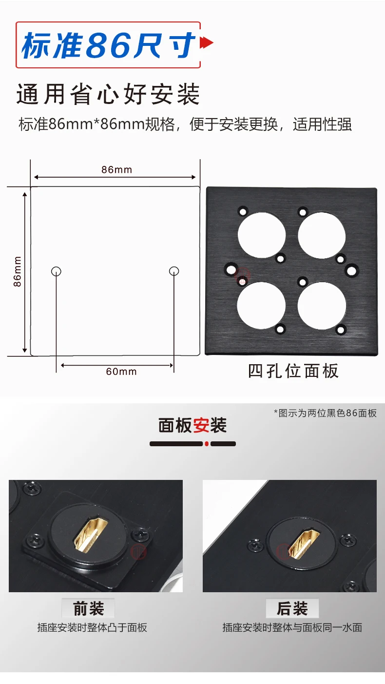 1pc High quality D type module base audio video multimedia socket XLR BNC USB 3.0 Jack 3.5/6.35 RCA RJ45 CAT5 CAT6A data mouble