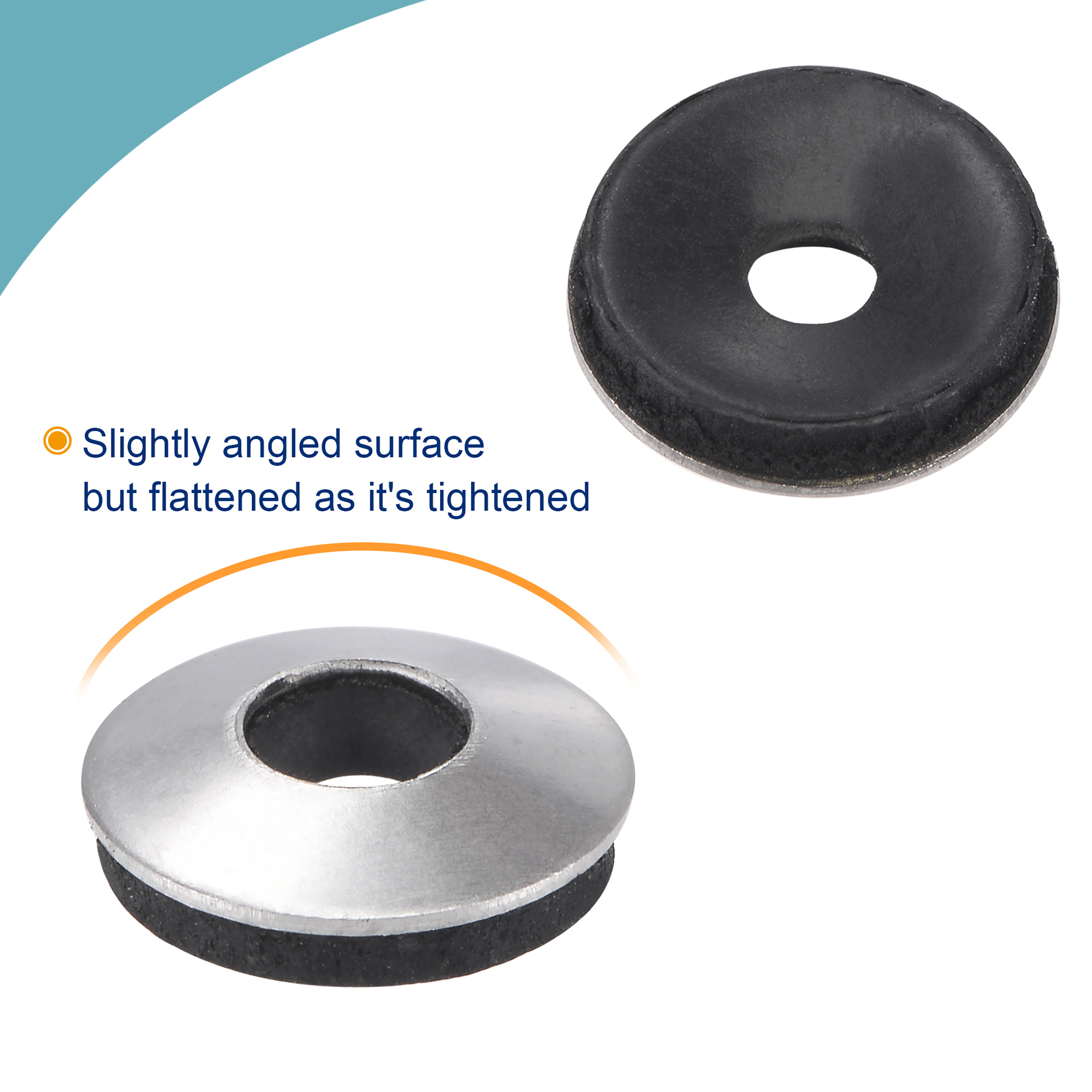 100pcs Bonded Sealing Washers Stainless Steel EPDM Rubber Backed Screw Gasket, Serves As A Cushion Protecting From Vibration