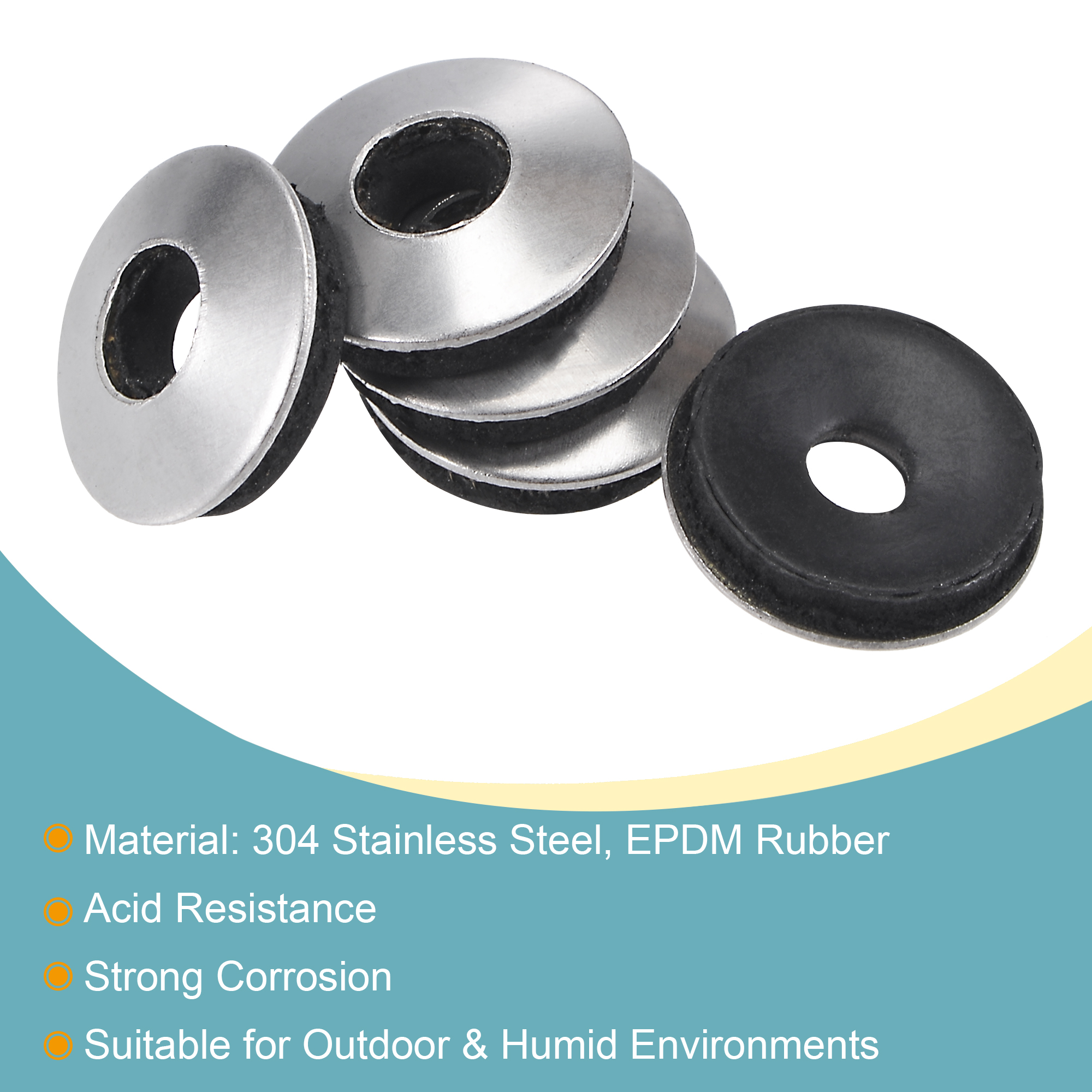 100pcs Bonded Sealing Washers Stainless Steel EPDM Rubber Backed Screw Gasket, Serves As A Cushion Protecting From Vibration