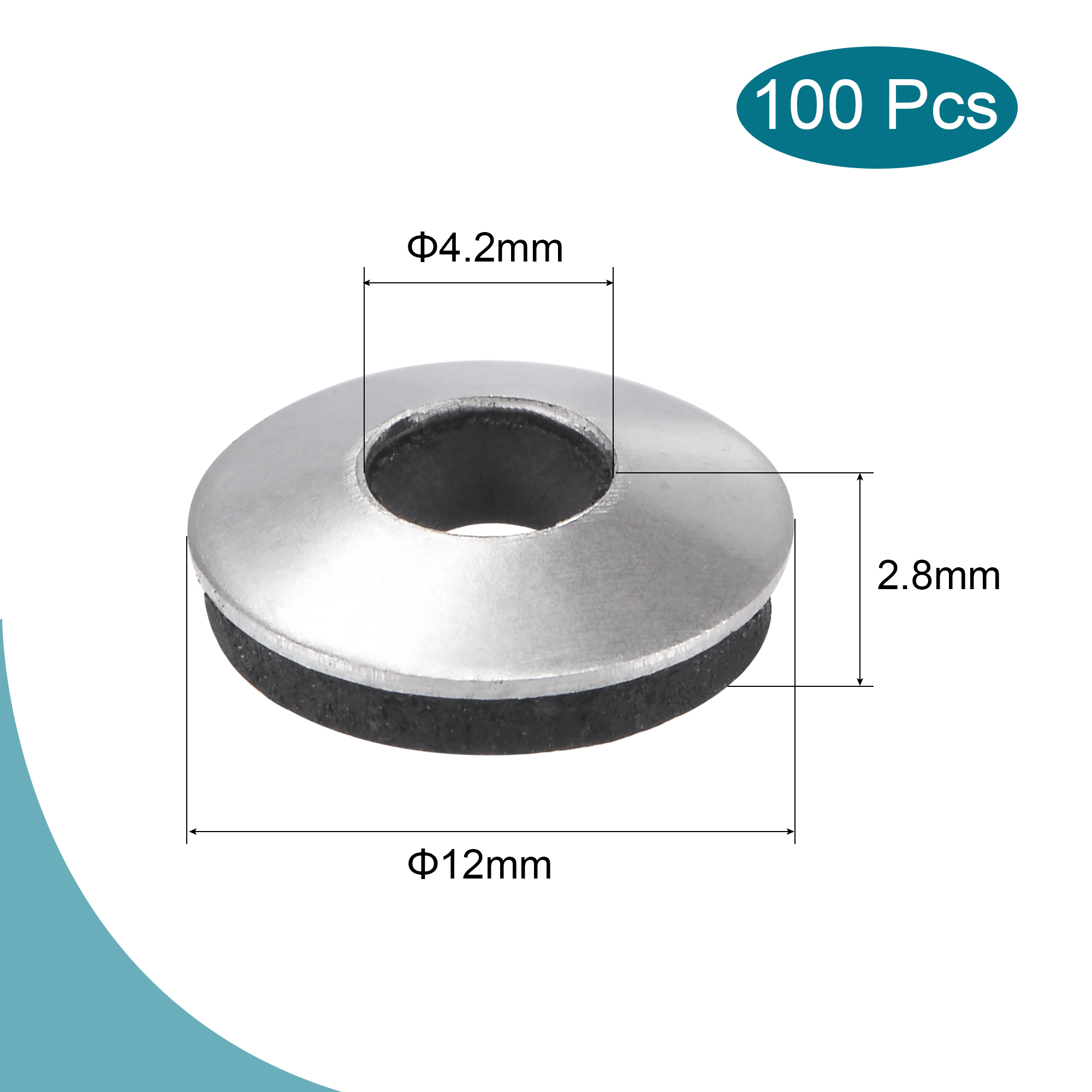 100pcs Bonded Sealing Washers Stainless Steel EPDM Rubber Backed Screw Gasket, Serves As A Cushion Protecting From Vibration