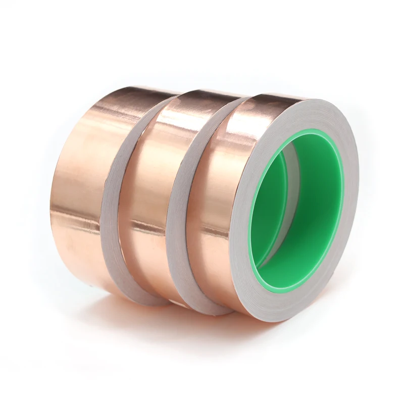 Length 20M Adhesive Conductive Copper Foil Tape 5/6/8/10/15/20/25/30/35/40/45/50mm Single/Double Sided Conduct Copper Foil Tapes
