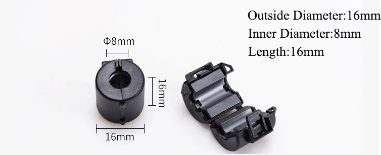 UF 16*16*8mm 25*12*15mm 16*13*8mm 8mm 15mm ID Clip-On Clamp Channel-Type Toroidal Magnetic Filter RFI EMI Cable Ferrite Core