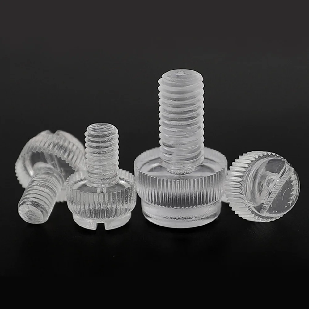 10/20Pcs M3 M4 M5 M6 M8 Acrylic Clear Transparent Plastic Knurl Slotted Head Adjust Toolless Hand Tighten Thumb Bolt Screw