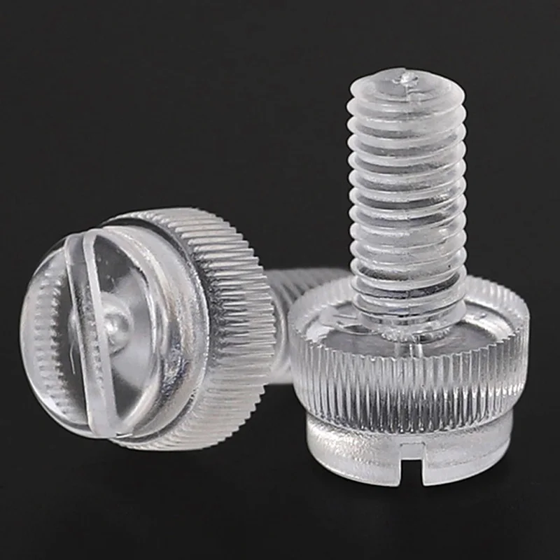 10/20Pcs M3 M4 M5 M6 M8 Acrylic Clear Transparent Plastic Knurl Slotted Head Adjust Toolless Hand Tighten Thumb Bolt Screw