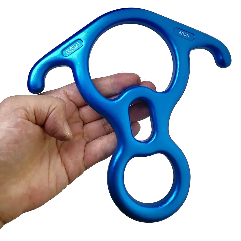50KN Outdoor Aluminum Magnesium Alloy Rock Climbing 8 Word Ring OX Horn Hoop Abseiling Device Downhill Slow Down Descender